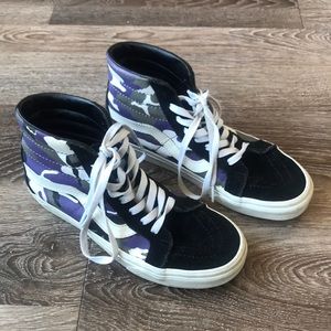 Purple and black camo vans
